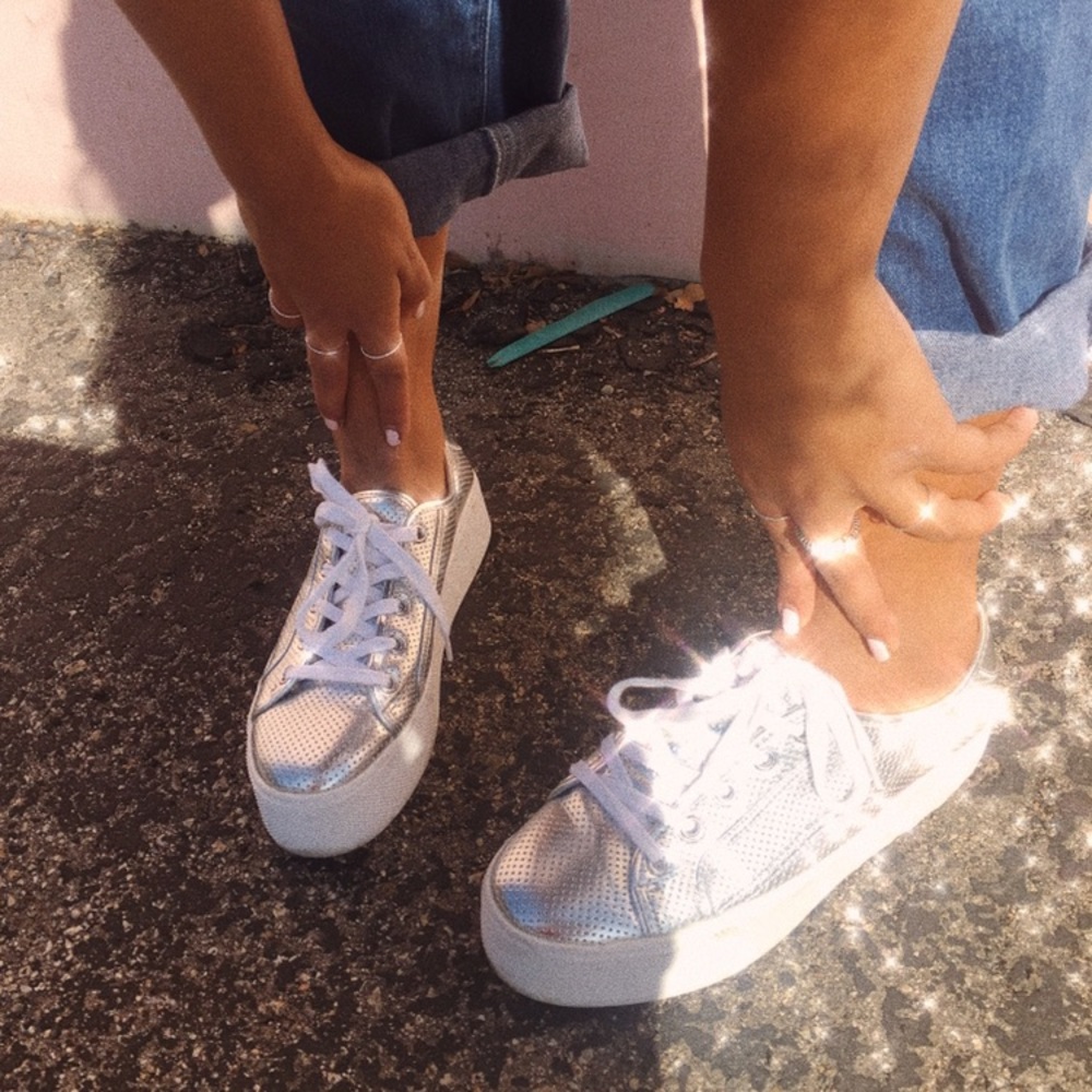 Betsey Johnson Metallic Silver Platforms